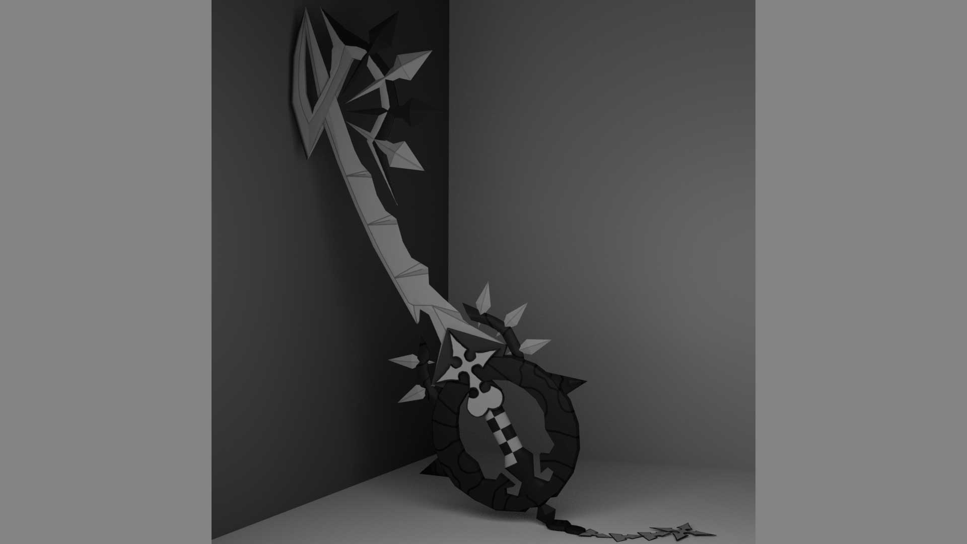 A Keyblade in a 1940s cartoon style